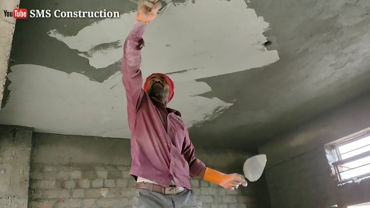 Ceiling Plastering Using Lime Paste | Building Construction - YouTube