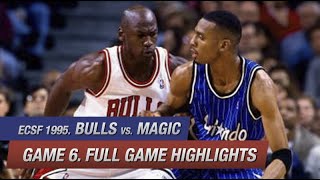 Chicago Bulls vs Orlando Magic Game 6 Full Highlights - NBA ECSF 1995. Jordan 24 pts, Shaq 27 pts