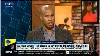 ESPN GET UP | Warriors sweep Trail Blazers to advance to 5th straight NBA Finals