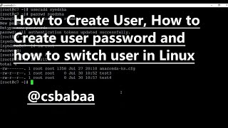 How to Create User, How to create user password and How to switch user in Linux