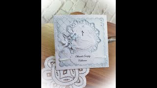 Simple Christening Card made using embossing folder, stencil distress oxide and dies