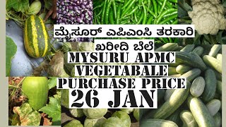 Mysuru APMC Vegetable Auction Price 26,Jan  2025|   ಮೈಸೂರು ಎಪಿಎಂಸಿ ತರಕಾರಿ ಹರಾಜು ದರಗಳು