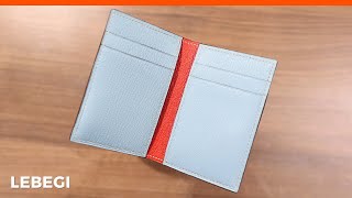 Making a Handmade Leather Card Wallet (Like the Autumn sky) / 6cc Card Holder / Turotial