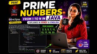 🚀 Print Prime Numbers from 1 to N in Java | Explained in Hindi & English | Eclipse Tutorial