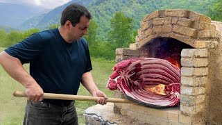 I Built a WOOD-FIRED OVEN in the Wild! 🔥 4-Hour Roasted Beef Feast! 🥩