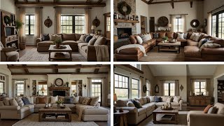 Farmhouse Living Room with a Large Sectional Sofa and Rustic Decor