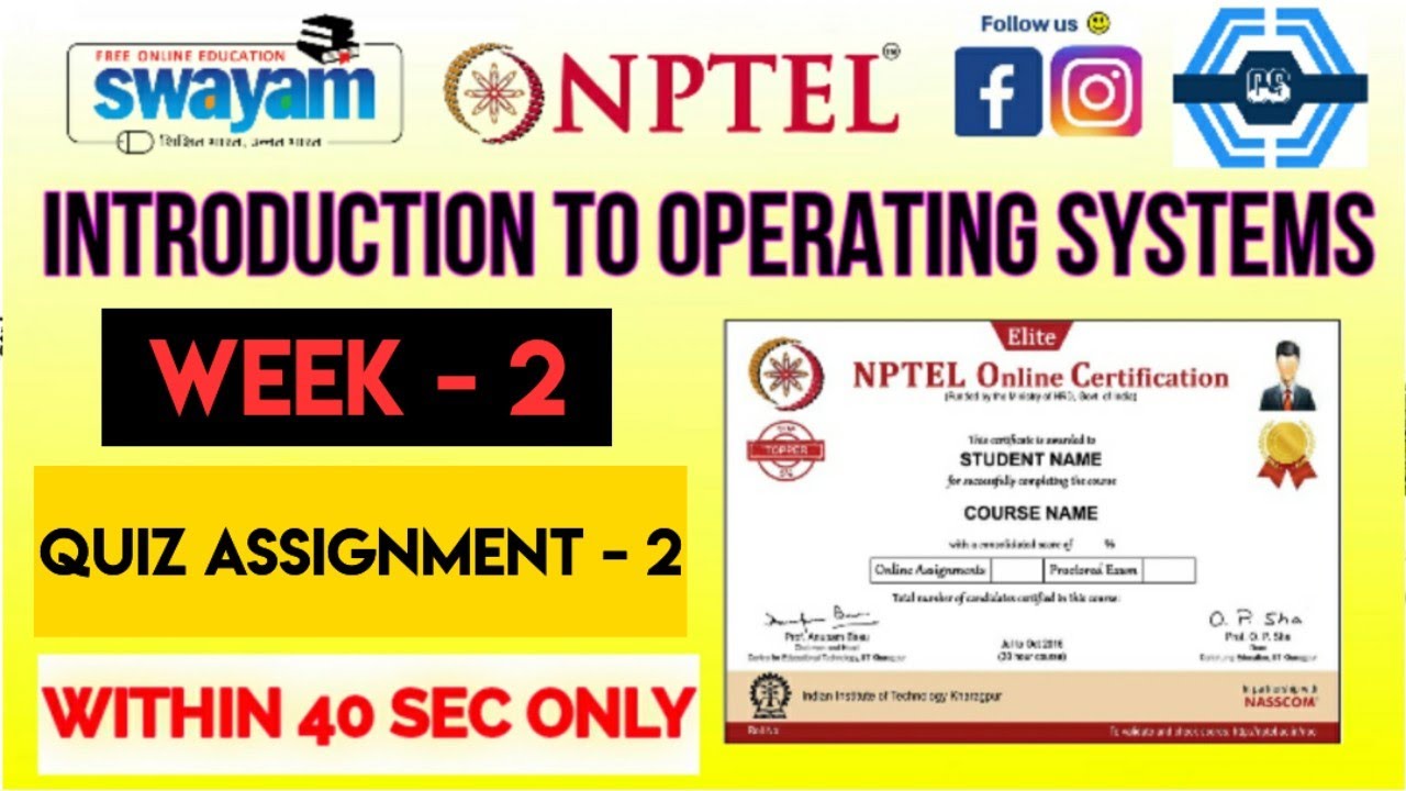 Introduction To Operating Systems - NPTEL 2023 || WEEK 2 ASSIGNMENT ...