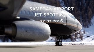 Samedan Airport Jet-Spotting [extrem jet blast]  22.02.2016 part 2