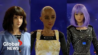 "Will your existence destroy humans?": Robots answer questions at AI press conference