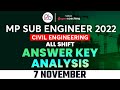 MP Sub Engineer Exam Analysis 2022 | 7 November All Shift-1 & Shift-2 Exam Analysis | By Vaibhav Sir