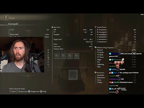 Asmongold realizes he wasted level-up points in Elden Ring