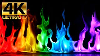 Beautiful Rainbow Flames in 4K UHD! (12 Hours)