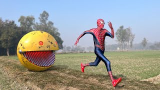Spiderman Vs Pacman In Real Life!