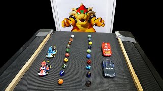 Disney Cars vs. Mario + Friends Treadmill Battle - Escape from Bowser 🔥