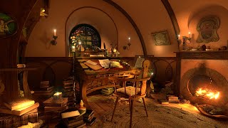 Hobbit Study Ambience 🕯 Immersive 2K 🖋 Bilbo Baggins' Writing Room in the Shire - LOTR ASMR