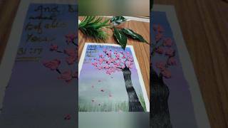 Cherry blossom art work#easy 3D art for beginners using tissue paper #quraanic quote#trending#viral