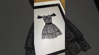 Desenho de moda | vestido de renda digital #croquidemoda