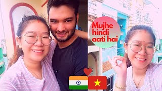 Vietnamese Girl Speaking Hindi ❤️Indian In Vietnam| Vietsub| India-Vietnam Couple | having evening T