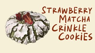 Strawberry Matcha Crinkle Cookies recipe - christmas colored soft cookies