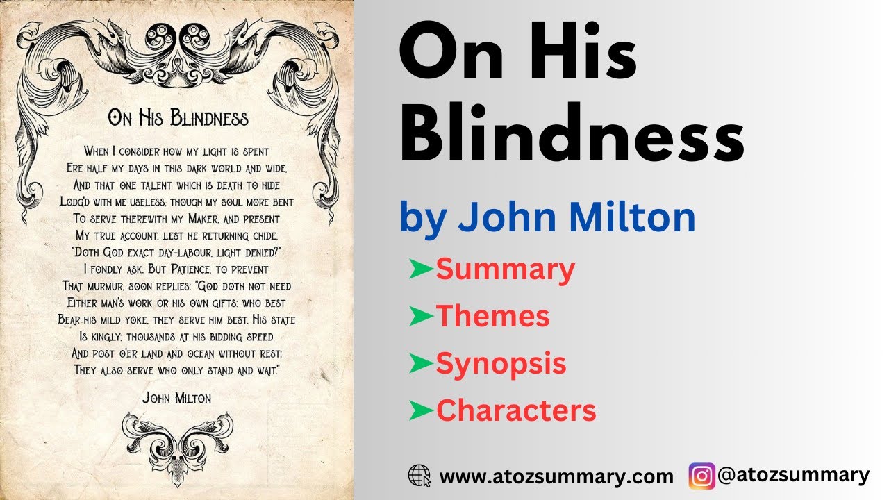 On His Blindness Summary By John Milton - YouTube