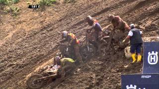 Davy Pootjes \u0026 Viacheslav Golovkin crash MXGP of Italy 2015 - motocross