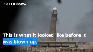 Drone captures ruins of landmark Mosul mosque