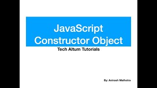 JavaScript Constructor Object | constructor object using new keyword