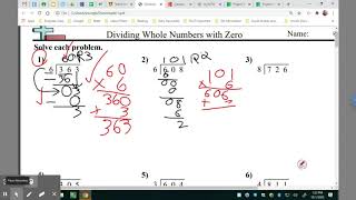 Dividing Whole Numbers with Zero Review