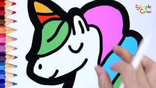 For Kids Drawing Coloring 유아와 아이들을 위한 유니콘 그리기 색칠하기 | 쉬운그림 그리기 - 심플컬러