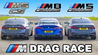 BMW M8 v M5 CS v M5 Comp: DRAG RACE