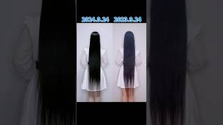 1年前と比べてみました🐼🖤 #スーパーロングヘア #ロングからショート #1年前と比べてみた #longhair