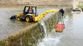 Tata Ace Gold Truck and Tata 2518 Truck Accidents River Pulling Out Mini JCB | CS kids Toy