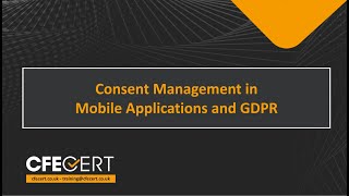 Consent Management in Mobile Applications and GDPR