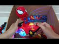 box of spiderman ironman captain america toys to review