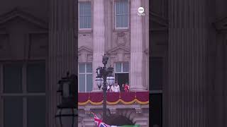 King Charles III and Queen Camilla make their appearance on the balcony of Buckingham Palace.