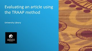 Evaluating an article using the TRAAP method