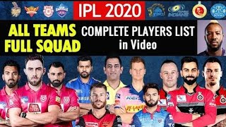 All IPL Teams Squads  2020 | cricket, sree harsha cricket, shree harsha cricket, ipl 2020 auctio
