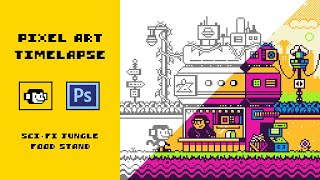 Pixel Art Timelapse - Sci-Fi Jungle Food Stand!