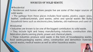 Solid waste management, category of waste, and source of solid waste