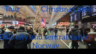 OSLO CITY , shopping center and sentralstasjon in (4k) November 2023