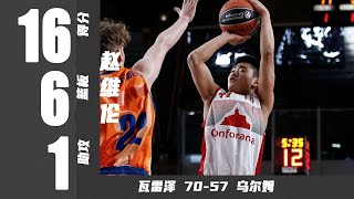 收官！赵维伦全场16分6篮板1助攻1抢断，与对手发生冲突 | 瓦雷泽70-57乌尔姆 | ANGT U18