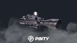 Pinty Rifle Scope 4-12x50 Rangefinder Illuminated Optics with 4 Reticle Red Green Reflex Sight