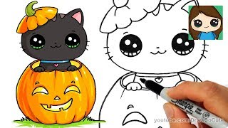 How to Draw a Kitten for Halloween Easy
