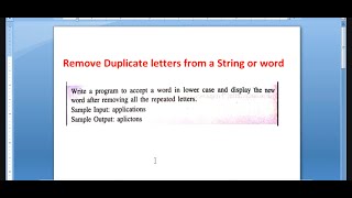 String | Remove duplicate or repeated letters in a string using bluej