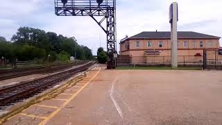 Via rail train arriving and leaving brantford station ontario, canada