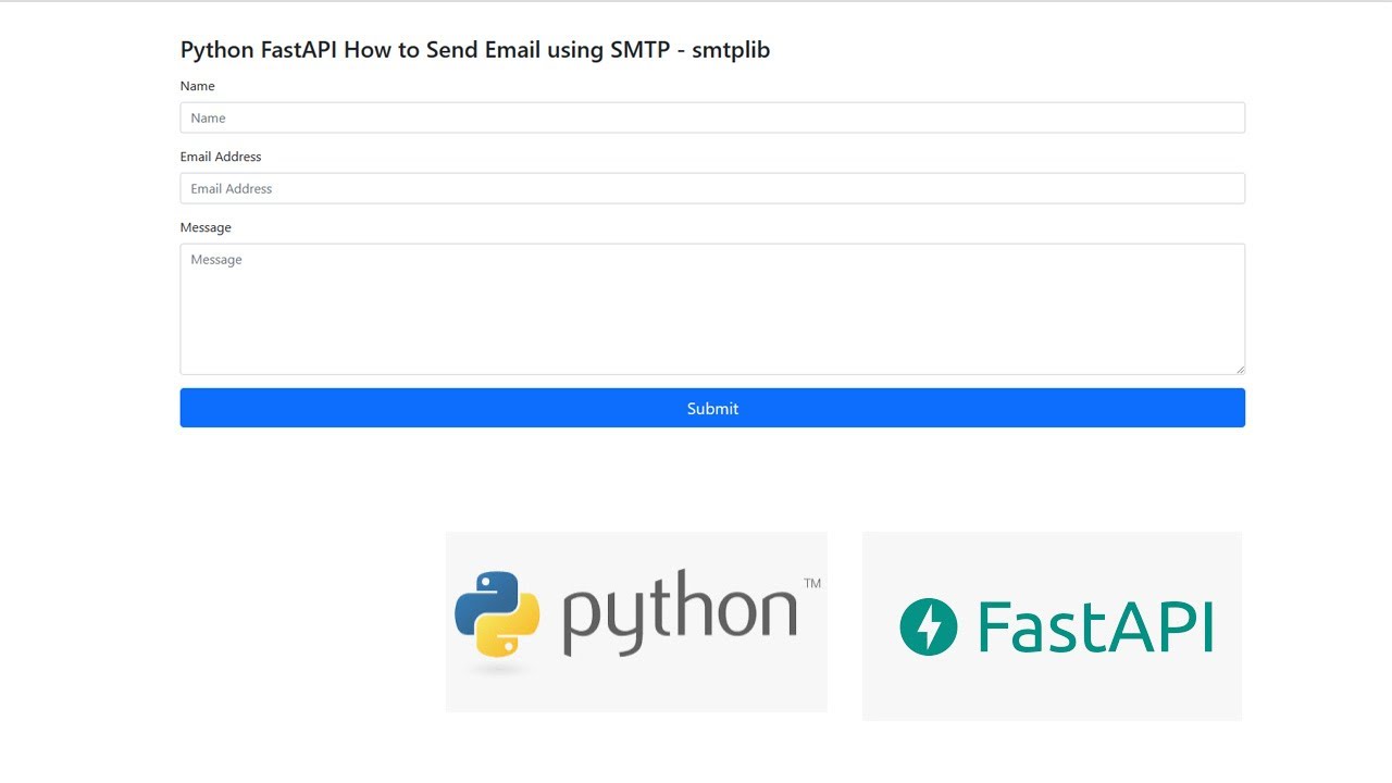 Python FastAPI How To Send Email Using SMTP - Smtplib - YouTube