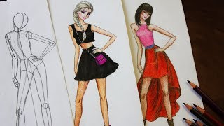 Fashion одежда / Как нарисовать современную Эльзу /  Уроки рисования
