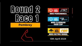 Pembrey Race 6 Saturday BMCRC MRO Powerbikes \u0026 Clubman 1000 \u0026 MRO Retro 1000s Pembrey 13th April2024