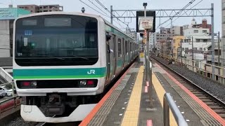 JR常磐線三河島駅を通過.発車する列車。