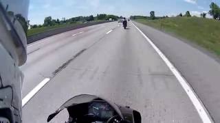 Turtle crossing the NYS Thruway (caught on Helmet Cam)